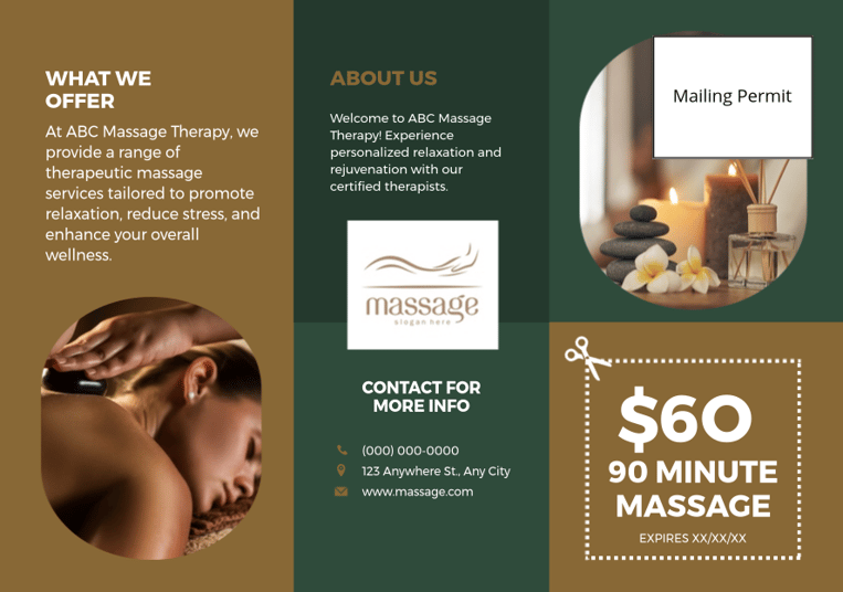 massage postcard back