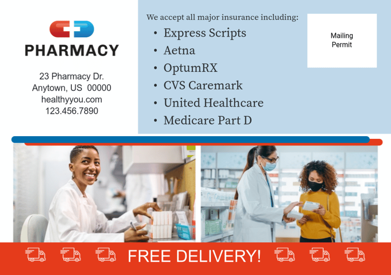 Medical postcard template 3 back