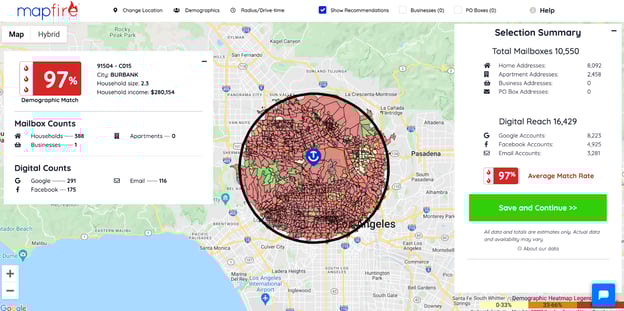 Mapfire app: local market area