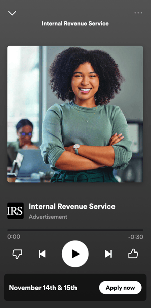 Click to listen to Spotify ad example