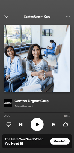 Canton Urget Care Spotify Ad Example
