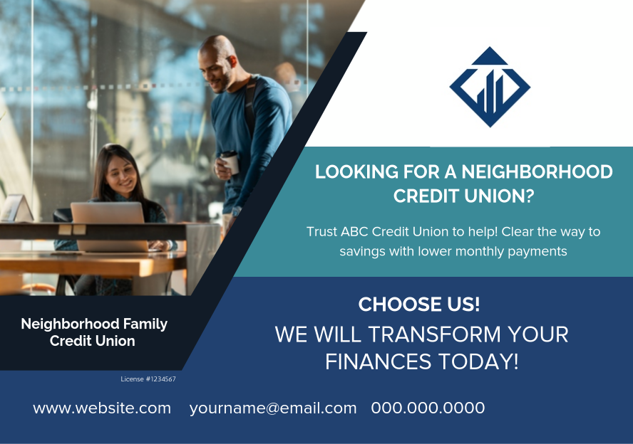 Credit union postcard template 3