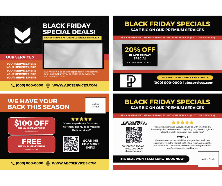 black friday postcard templates