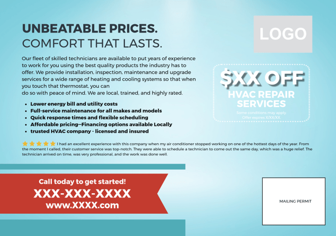 Free hvac postcard back
