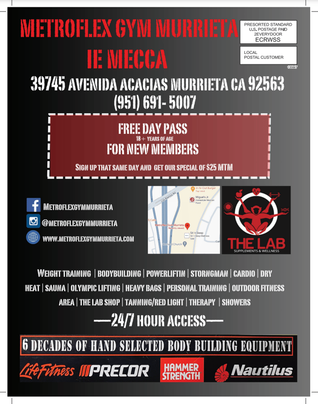 MetroFlex Gym Postcard Back